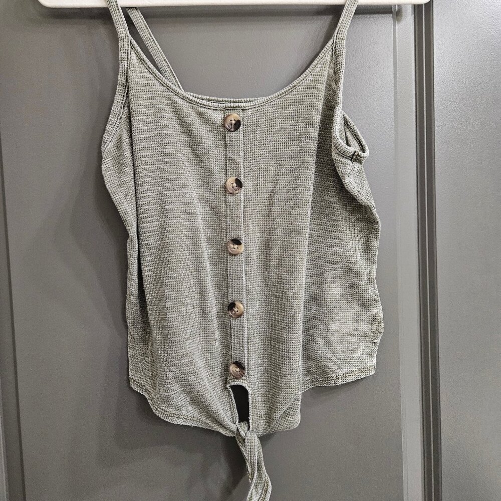 American Eagle washed green tie-front tank top – size S